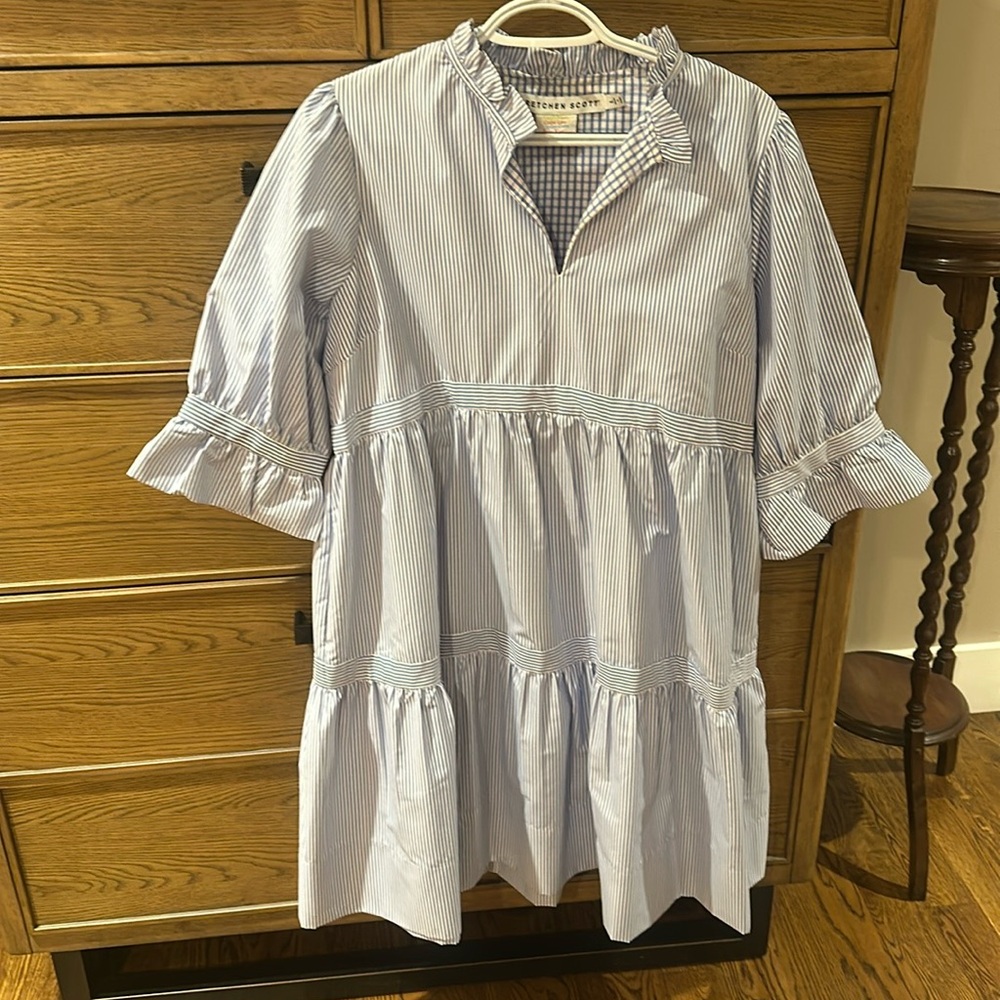 Gretchen Scott Light Blue Striped Dress